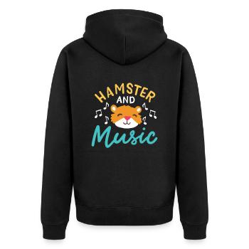 Hamster And Music Funny Rodent - Unisex Premium Organic Zip Hoodie - black - Back - Nico (187cm)