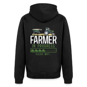 Farming Farmer Tractor Vintage - Unisex Premium Bio Zip Hoodie - Schwarz - Hinten - Nico (187cm)