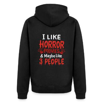 Ich Mag Horrorfilme - Unisex Premium Bio Zip Hoodie - Schwarz - Hinten - Nico (187cm)