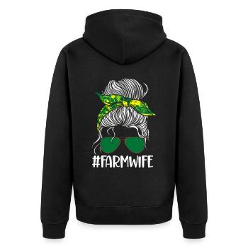 Farming Farmer Girl Wife Sun - Unisex Premium Bio Zip Hoodie - Schwarz - Hinten - Nico (187cm)
