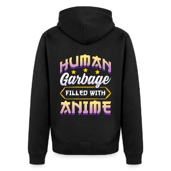 Drôle Anime Manga Design Déchets Humains - Veste à capuche bio Premium Unisexe - noir - Dos - Nico (187cm)