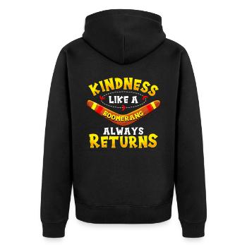 Freundlichkeit Wie Ein Bumerang - Unisex Premium Bio Zip Hoodie - Schwarz - Hinten - Nico (187cm)