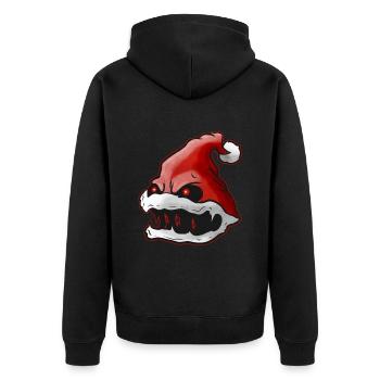 Chapeau de Père Noël effrayant avec des crocs aux yeux brillants Noël - Veste à capuche bio Premium Unisexe - noir - Dos - Nico (187cm)