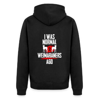 Ich war normal 2 Weimaraners voher - Unisex Premium Bio Zip Hoodie - Schwarz - Hinten - Nico (187cm)