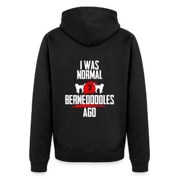 Ich war normal 2 Bernedoodles voher - Unisex Premium Bio Zip Hoodie - Schwarz - Hinten - Nico (187cm)