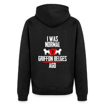 I was normal 2 Griffon Belges before - Unisex Premium Organic Zip Hoodie - black - Back - Nico (187cm)