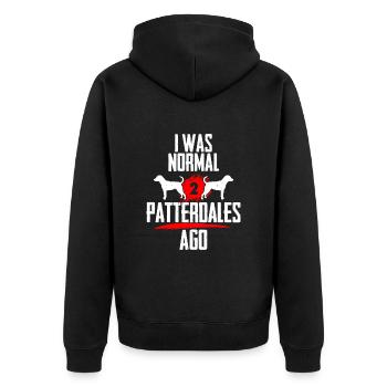 Ich war normal 2 Patterdales voher - Unisex Premium Bio Zip Hoodie - Schwarz - Hinten - Nico (187cm)