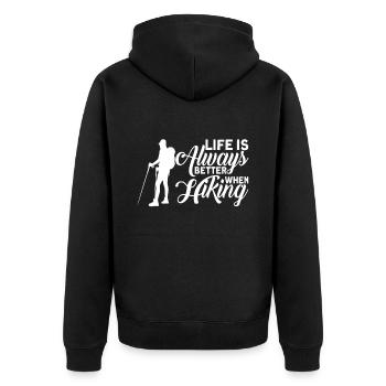 Always Better When Hiking Hiking - Unisex Premium Organic Zip Hoodie - black - Back - Nico (187cm)