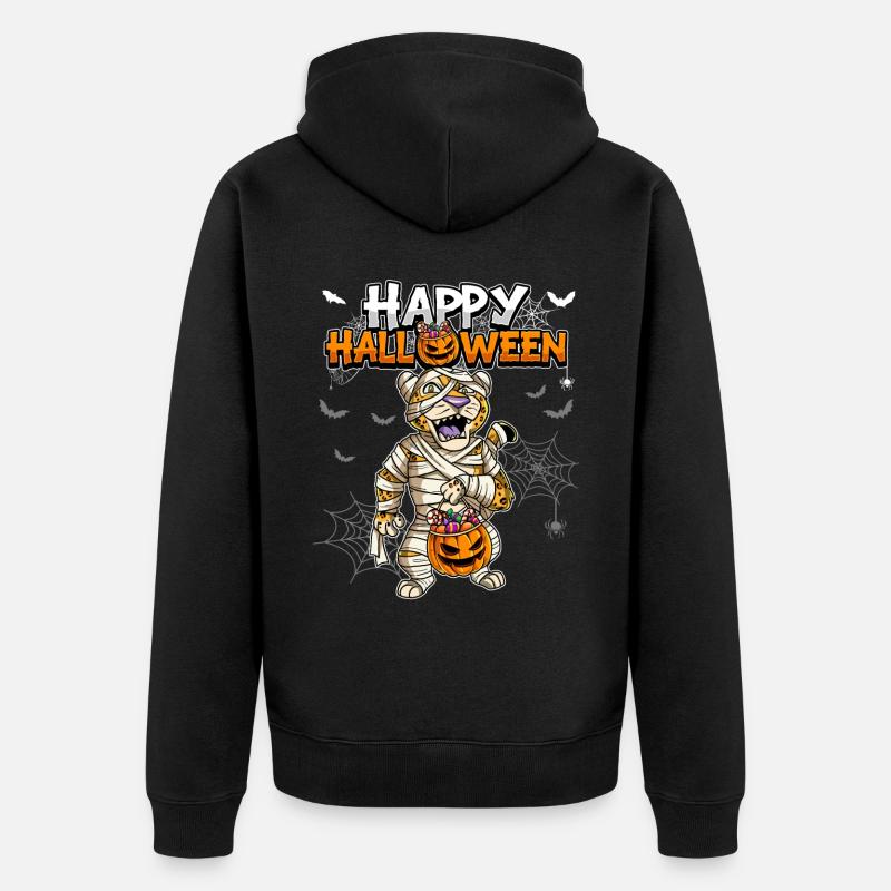 Maman léopard d’Halloween - Veste à capuche bio Premium Unisexe - noir