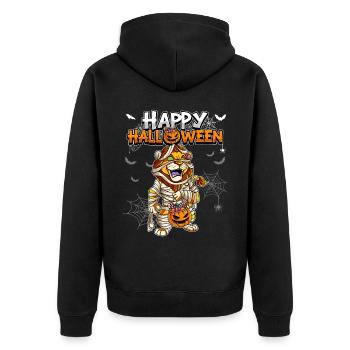 Halloween Löwe Mumie - Unisex Premium Bio Zip Hoodie - Schwarz - Hinten - Nico (187cm)