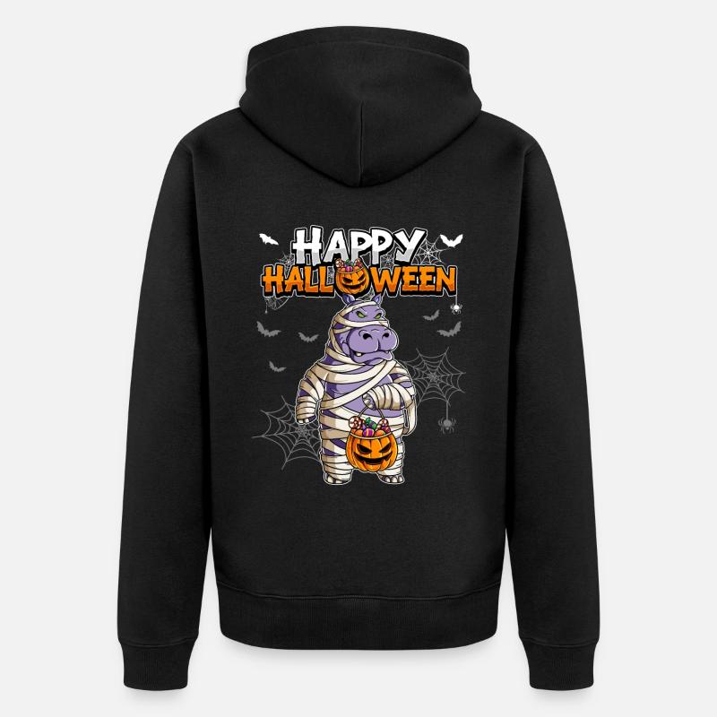 Maman d’Hippopotame d’Halloween - Veste à capuche bio Premium Unisexe - noir