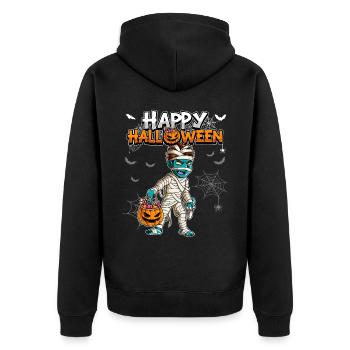 Halloween Junge Mumie - Unisex Premium Bio Zip Hoodie - Schwarz - Hinten - Nico (187cm)