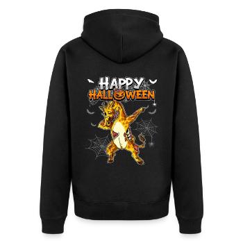 Halloween Giraffe Zombie - Unisex Premium Bio Zip Hoodie - Schwarz - Hinten - Nico (187cm)