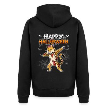 Halloween Leopard Zombie - Unisex Premium Bio Zip Hoodie - Schwarz - Hinten - Nico (187cm)