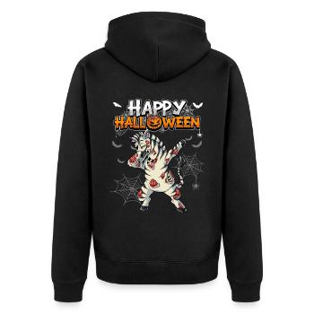 Halloween Zebra Zombie - Unisex Premium Organic Zip Hoodie - black - Back - Nico (187cm)