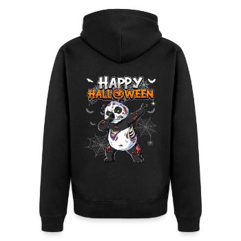 Halloween Panda Zombie - Unisex Premium Bio Zip Hoodie - Schwarz - Hinten - Nico (187cm)