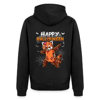 Halloween Roter Panda Zombie - Unisex Premium Bio Zip Hoodie - Schwarz - Hinten - Nico (187cm)