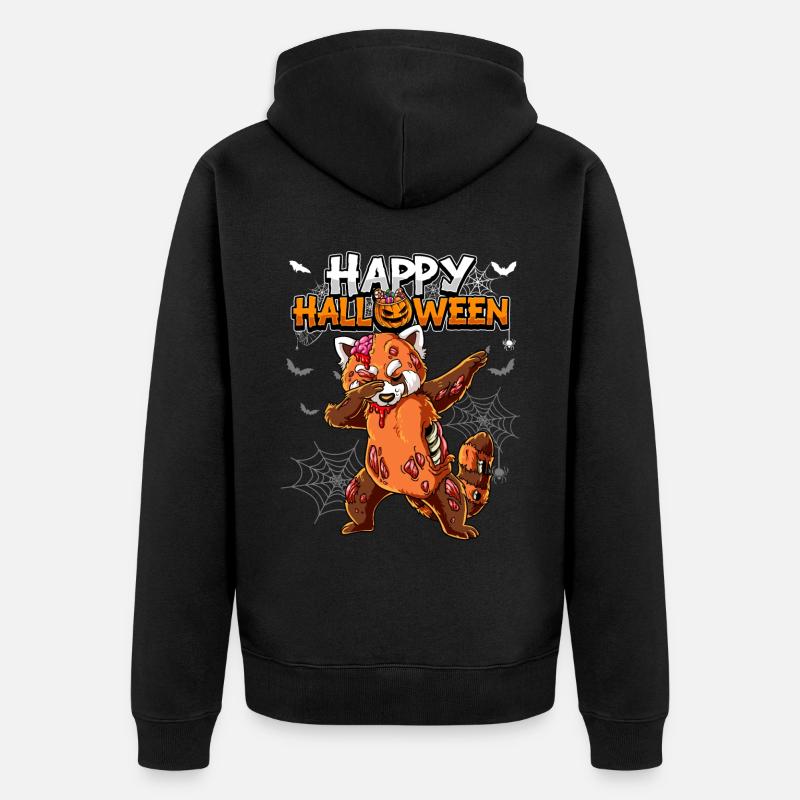 Halloween Panda Rouge Zombie - Veste à capuche bio Premium Unisexe - noir