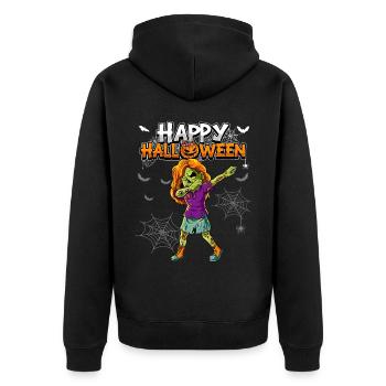 Halloween Mädchen Zombie - Unisex Premium Bio Zip Hoodie - Schwarz - Hinten - Nico (187cm)