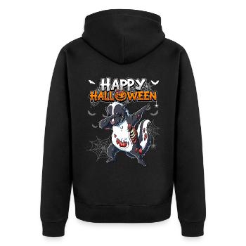 Halloween Stinktier Zombie - Unisex Premium Bio Zip Hoodie - Schwarz - Hinten - Nico (187cm)