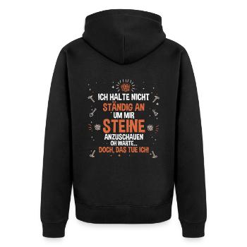 Geologie Fossiliensammler Fossilien Geologe - Unisex Premium Bio Zip Hoodie - Schwarz - Hinten - Nico (187cm)