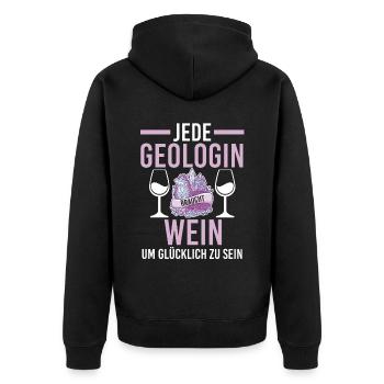 Geologie Fossiliensammler Fossilien Wein Geologe - Unisex Premium Bio Zip Hoodie - Schwarz - Hinten - Nico (187cm)