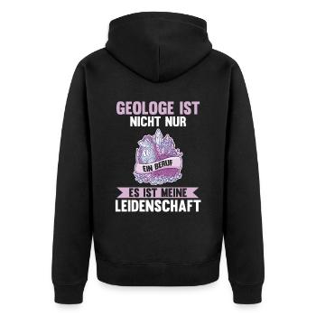 Geologie Fossiliensammler Fossilien Geologe - Unisex Premium Bio Zip Hoodie - Schwarz - Hinten - Nico (187cm)