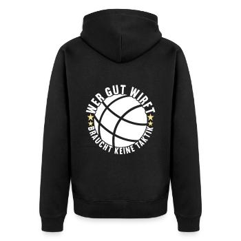 Boule Boulespieler - Unisex Premium Bio Zip Hoodie - Schwarz - Hinten - Nico (187cm)