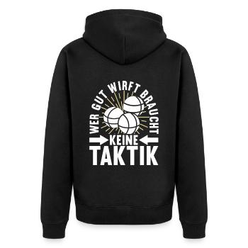 Boule Boulespieler - Unisex Premium Bio Zip Hoodie - Schwarz - Hinten - Nico (187cm)