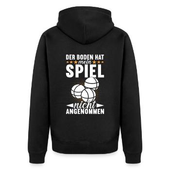 Boule Boulespieler - Unisex Premium Bio Zip Hoodie - Schwarz - Hinten - Nico (187cm)