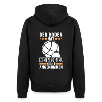 Boule Boulespieler - Unisex Premium Bio Zip Hoodie - Schwarz - Hinten - Nico (187cm)