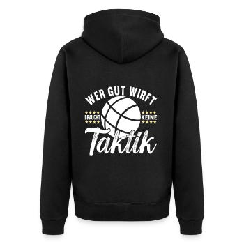 Boule Boulespieler - Unisex Premium Bio Zip Hoodie - Schwarz - Hinten - Nico (187cm)