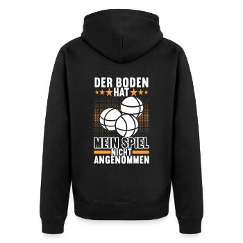 Boule Boulespieler - Unisex Premium Bio Zip Hoodie - Schwarz - Hinten - Nico (187cm)