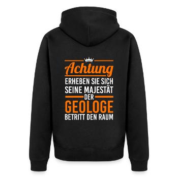 Geologie Fossiliensammler Fossilien Geologe - Unisex Premium Bio Zip Hoodie - Schwarz - Hinten - Nico (187cm)
