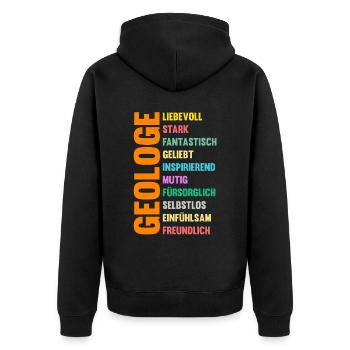 Geologie Fossiliensammler Fossilien Geologe - Unisex Premium Bio Zip Hoodie - Schwarz - Hinten - Nico (187cm)