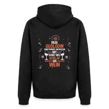 Wein Geologie Fossiliensammler Fossilien Geologe - Unisex Premium Bio Zip Hoodie - Schwarz - Hinten - Nico (187cm)