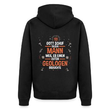 Geologie Fossiliensammler Fossilien Geologe - Unisex Premium Bio Zip Hoodie - Schwarz - Hinten - Nico (187cm)