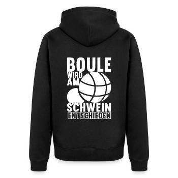 Boule Boulespieler - Unisex Premium Bio Zip Hoodie - Schwarz - Hinten - Nico (187cm)