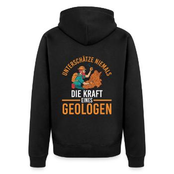 Geologie Fossiliensammler Fossilien Geologe - Unisex Premium Bio Zip Hoodie - Schwarz - Hinten - Nico (187cm)