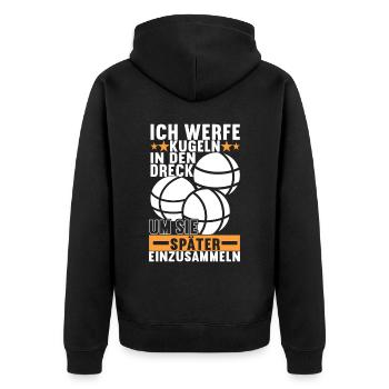 Boule Boulespieler - Unisex Premium Bio Zip Hoodie - Schwarz - Hinten - Nico (187cm)