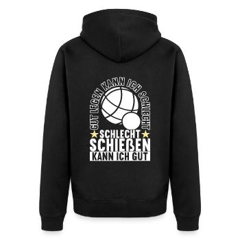 Boule Boulespieler - Unisex Premium Bio Zip Hoodie - Schwarz - Hinten - Nico (187cm)