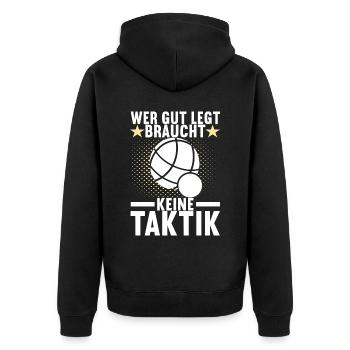 Boule Boulespieler - Unisex Premium Bio Zip Hoodie - Schwarz - Hinten - Nico (187cm)