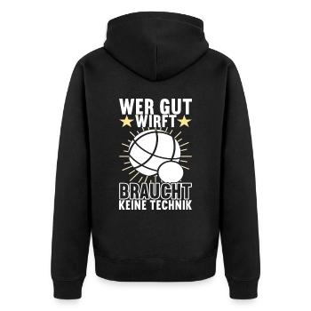 Boule Boulespieler - Unisex Premium Bio Zip Hoodie - Schwarz - Hinten - Nico (187cm)
