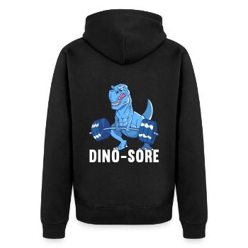 Dino Fitness Weightlifting - Unisex Premium Organic Zip Hoodie - black - Back - Nico (187cm)