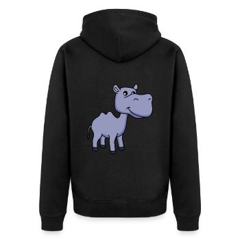 Kamel Comic - Unisex Premium Bio Zip Hoodie - Schwarz - Hinten - Nico (187cm)
