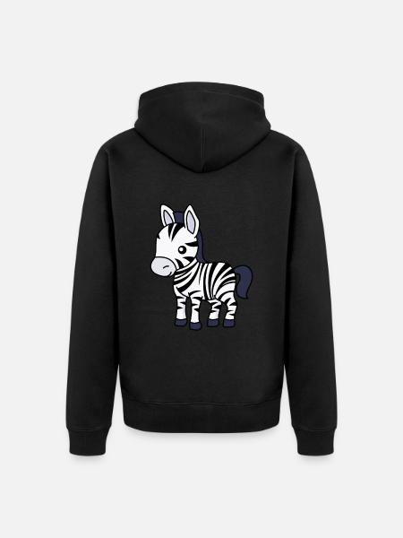 Zebra Comic Animal - Unisex Premium Organic Zip Hoodie - black