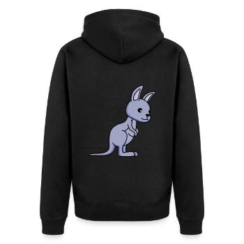 Kangaroo Comic - Unisex Premium Bio Zip Hoodie - Schwarz - Hinten - Nico (187cm)