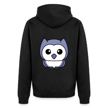 Eule Comic - Unisex Premium Bio Zip Hoodie - Schwarz - Hinten - Nico (187cm)