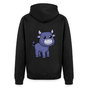 Stier Comic Tier - Unisex Premium Bio Zip Hoodie - Schwarz - Hinten - Nico (187cm)