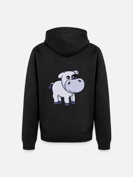 Kuh Comic Tier - Unisex Premium Bio Zip Hoodie - Schwarz